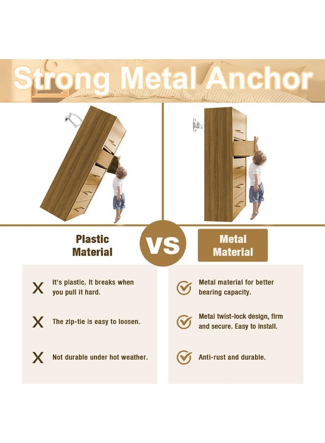 Furniture Anchors for Baby Proofing & Pet Protecting, Furniture Straps Anti Tip Furniture Wall Anchor Securing 400 lbs/Keep Baby Pet Safety from Falling Furniture, Earthquake Straps - Image 5
