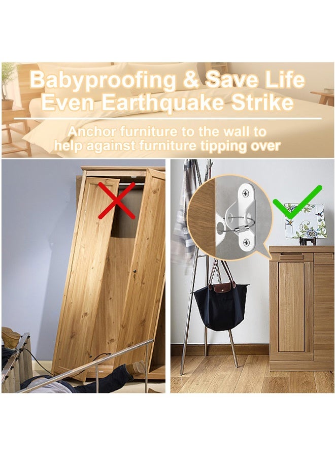 Furniture Anchors for Baby Proofing & Pet Protecting, Furniture Straps Anti Tip Furniture Wall Anchor Securing 400 lbs/Keep Baby Pet Safety from Falling Furniture, Earthquake Straps - Image 2