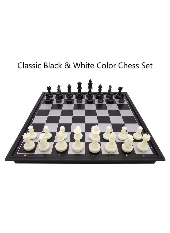 Fuhengli 12.5" Portable Travel Chess Set with Magnetic, Classic Folding Chessboard Interior Storage - Black & White Color  - Image 2