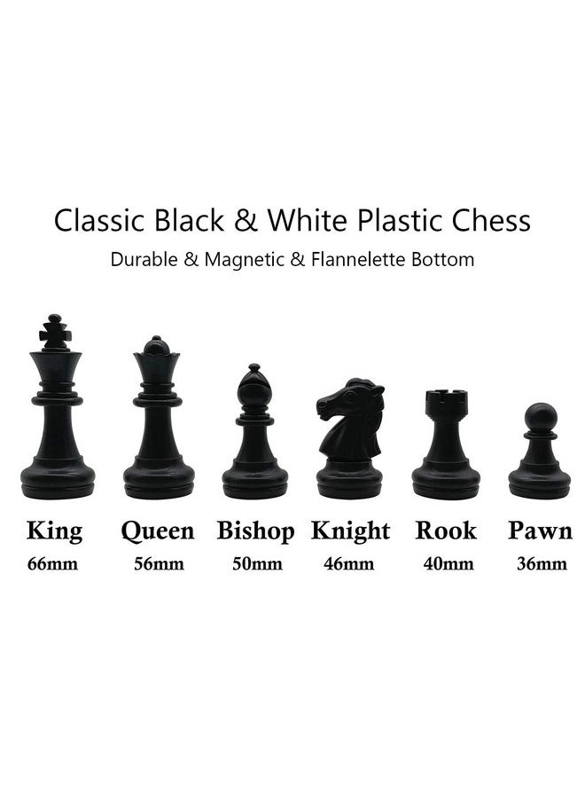 Fuhengli 12.5" Portable Travel Chess Set with Magnetic, Classic Folding Chessboard Interior Storage - Black & White Color  - Image 4