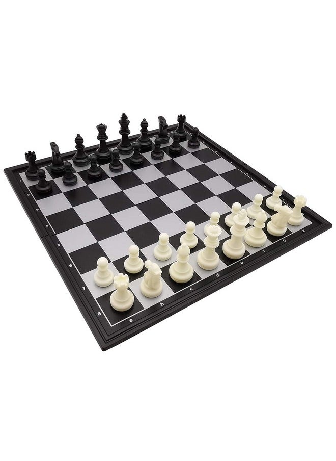 Fuhengli 12.5" Portable Travel Chess Set with Magnetic, Classic Folding Chessboard Interior Storage - Black & White Color  - Image 1