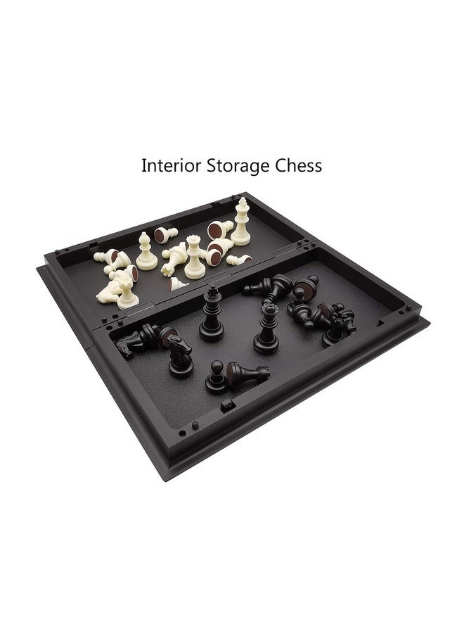 Fuhengli 12.5" Portable Travel Chess Set with Magnetic, Classic Folding Chessboard Interior Storage - Black & White Color  - Image 5