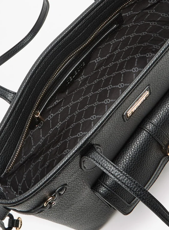 Celeste Textured Tote Bag with Zip Closure and Top Handle