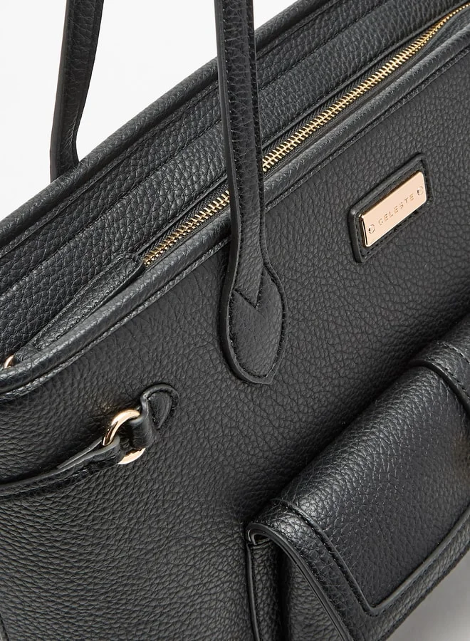Celeste Textured Tote Bag with Zip Closure and Top Handle