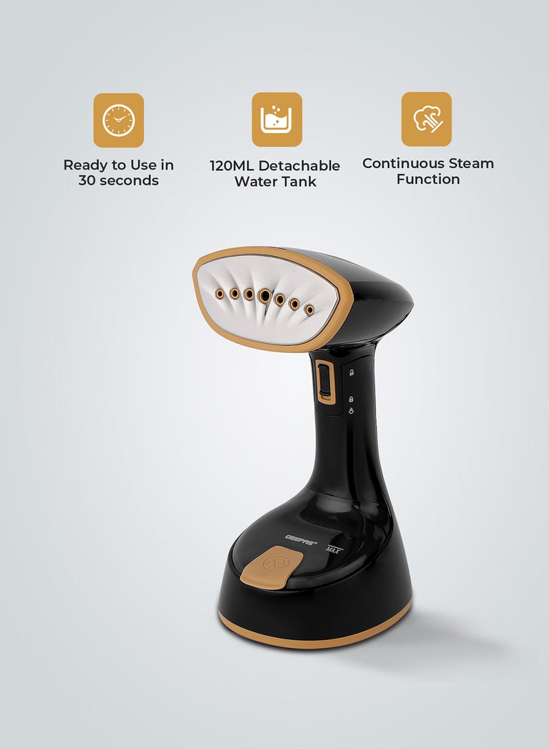 GEEPAS Handheld Garment Steamer Equipped with Stainless Steel Head 120 ml 1470 W GGS25034 Black - Image 1