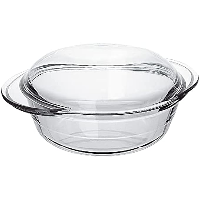 Marinex Large Glass Casserole With Lid 28L  Durable HeatResistant Borosilicate Cookware  Transparent Round OvenSafe Glass Casserole Dish With Lid - Image 3