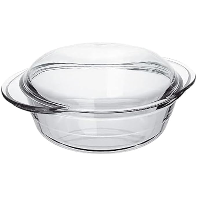 Marinex Large Glass Casserole With Lid 28L  Durable HeatResistant Borosilicate Cookware  Transparent Round OvenSafe Glass Casserole Dish With Lid - Image 5