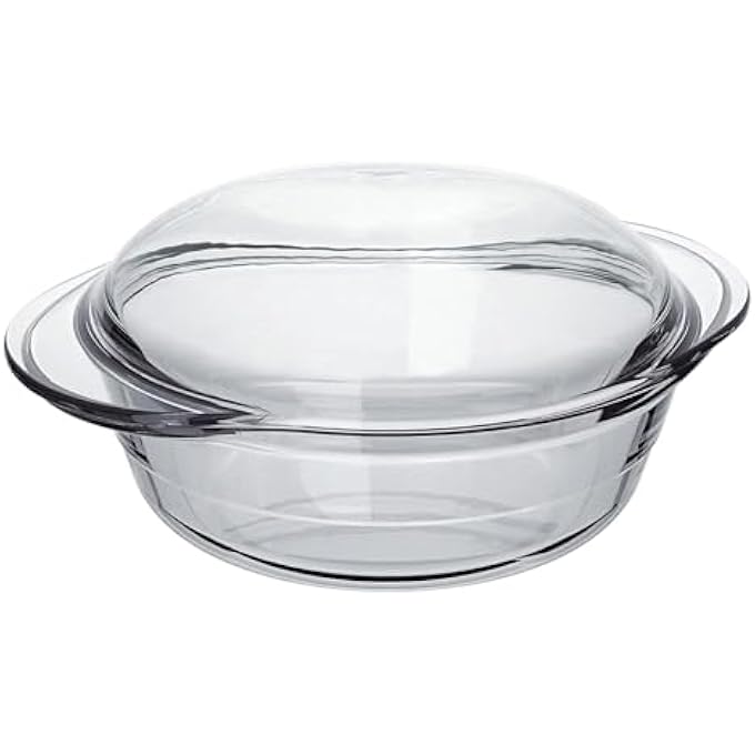 Marinex Large Glass Casserole With Lid 28L  Durable HeatResistant Borosilicate Cookware  Transparent Round OvenSafe Glass Casserole Dish With Lid - Image 2