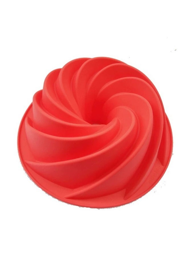 yongsheng Cake Baking Mold Red 23.6x8.5cm, Silicone Bunte Cake Pan Non Stick Baking Molds Cake Baking Pans Silicone Jello Molds Perfect Bakeware for Cake Jello Gelatin Bread Para Donut  - Image 1