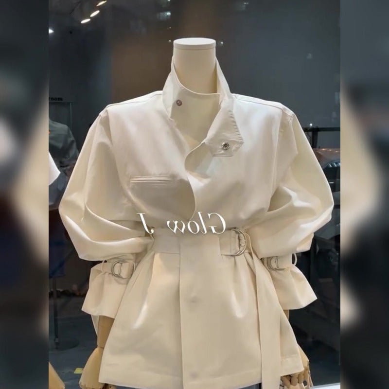 Fashion Spring Niche Chic Cold Style Korean Style Design White Shirt Coat Womens Clothing White coat