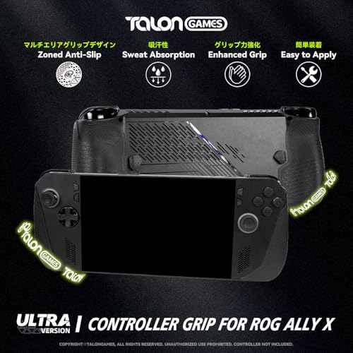 TALONGAMES ROG Controller Grip Compatible with ROG Ally X, ROG Accessories, Anti-Skid, Sweat-Absorbent, Pre-Cut, Easy to Install (Ultra Version, Black) - Image 2