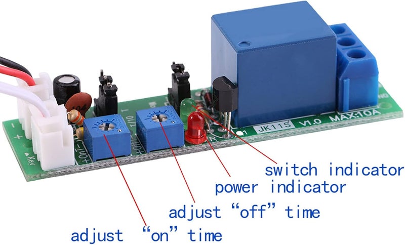 وحدة ريلي للمؤقت، جهد مستمر (DC) 5V، 12V، 24V، مع إمكانية تعديل تأخير الدورة وتشغيل/إيقاف المفتاح لمعدات التشغيل بالمؤقت (جهد مستمر 5V، وقت قابل للتعديل من 0 إلى 24 ساعة) - Image 5