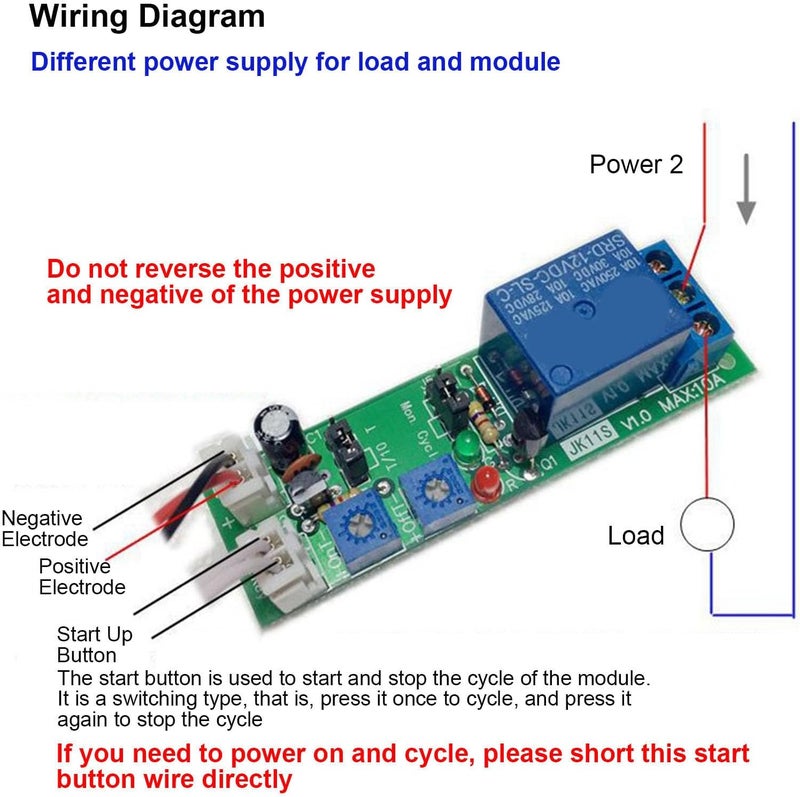 وحدة ريلي للمؤقت، جهد مستمر (DC) 5V، 12V، 24V، مع إمكانية تعديل تأخير الدورة وتشغيل/إيقاف المفتاح لمعدات التشغيل بالمؤقت (جهد مستمر 5V، وقت قابل للتعديل من 0 إلى 24 ساعة) - Image 4