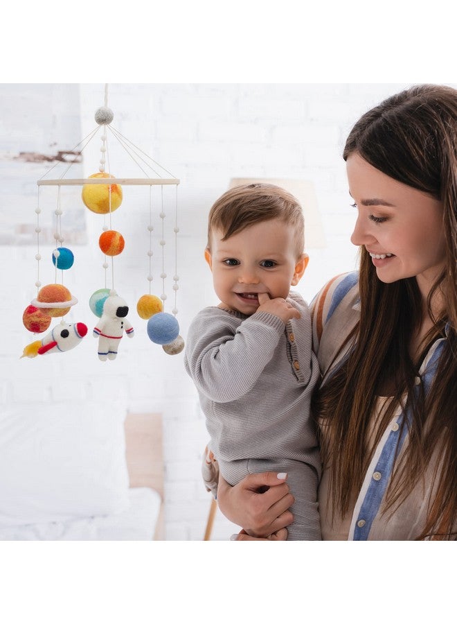 Glaciart One Space Nursery Felt Mobile - Colorful Decor for Crib, Baby Rooms - Handmade, Child-Safe Wood, Felt Wool & Cotton - Solar System Decoration for Girls & Boys - 10x20Inch - Image 3