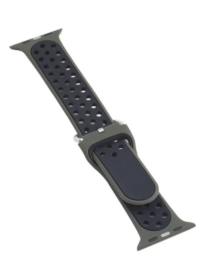 نيبمينينت سوار بديل من السيليكون بمشبك معدني لساعة أبل سيريز 7/6/SE/5/4/3/2/1 42/44/45 ملم أخضر زيتوني/أسود - Image 2