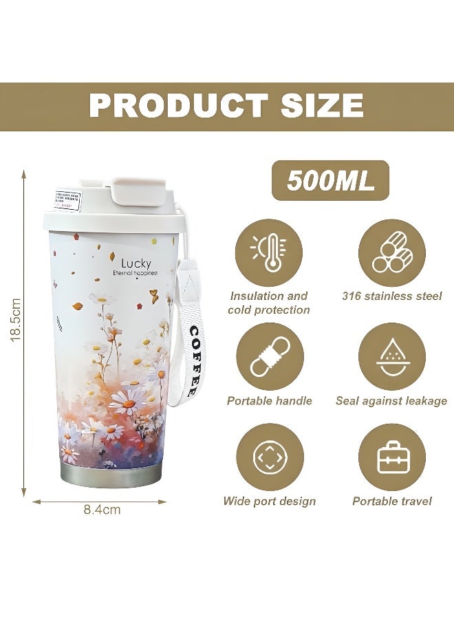 Lucky Insulated Travel Mug 500ml – Double Wall Stainless Steel, Leakproof, BPA Free, with Hidden Straw, Keeps Drinks Hot & Cold, Perfect for Travel & Daily Use - Image 5
