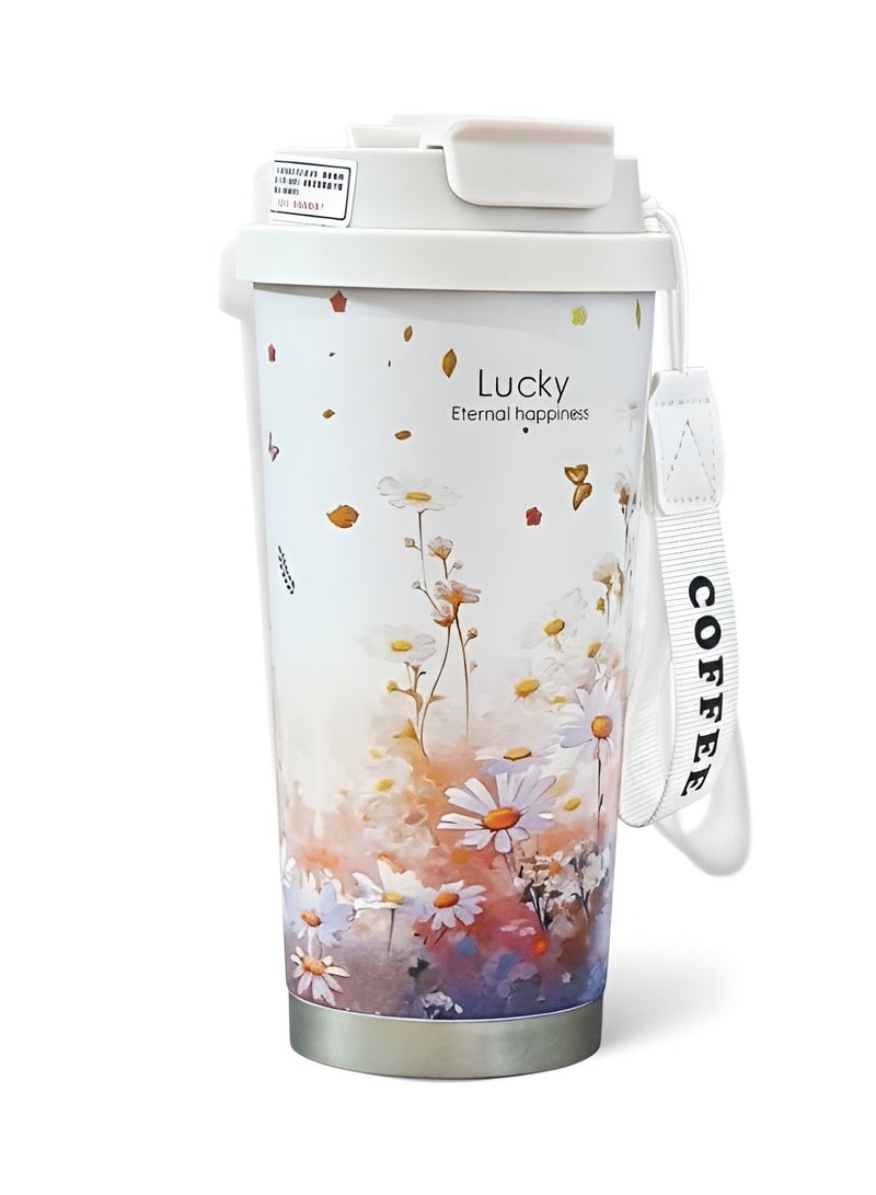 Lucky Insulated Travel Mug 500ml – Double Wall Stainless Steel, Leakproof, BPA Free, with Hidden Straw, Keeps Drinks Hot & Cold, Perfect for Travel & Daily Use - Image 1