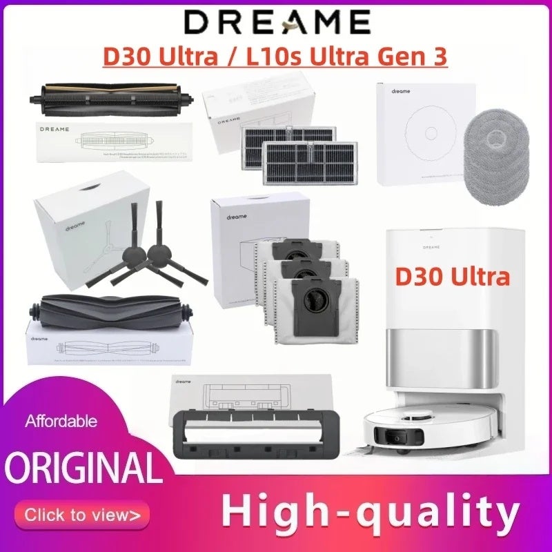 دريم ممسحة أرضيات Original Dreame D30 Ultra Rubber Main/ Hair Cut/Side Brush, Filter, Mop, Dust Bag For L10s Ultra Gen 2 Vacuum Cleaner Spare Part - Image 2
