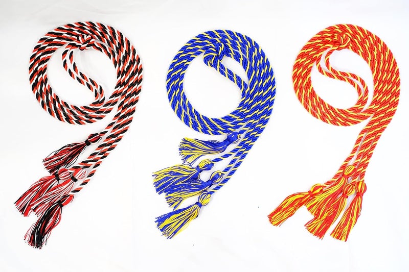 UIALECG Double Graduation Honor Cords - Red with Gold,68" Long - Image 3