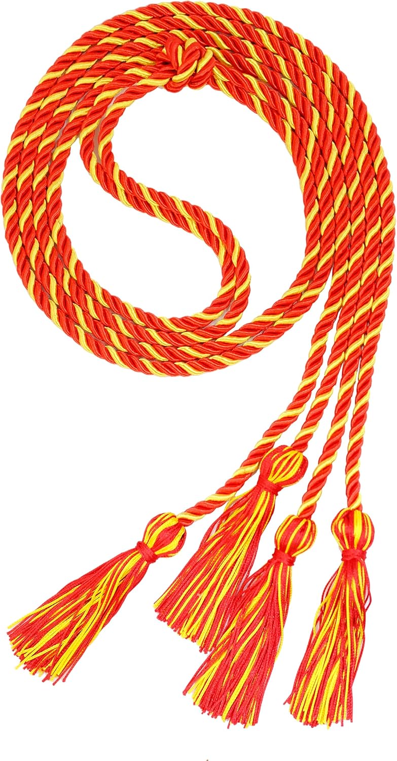 UIALECG Double Graduation Honor Cords - Red with Gold,68" Long - Image 1