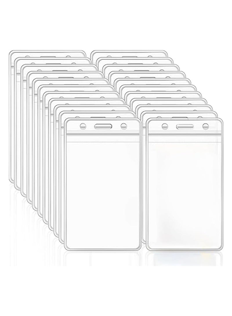 MARKQ [Pack of 100] Clear Plastic Card Holder [11 x 6.5 cm] - Vertical ID Badge Holders Sealable and Waterproof  - Image 1