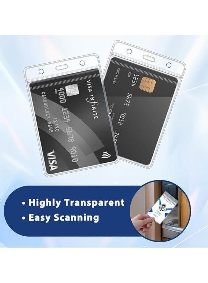 MARKQ [Pack of 100] Clear Plastic Card Holder [11 x 6.5 cm] - Vertical ID Badge Holders Sealable and Waterproof  - Image 5