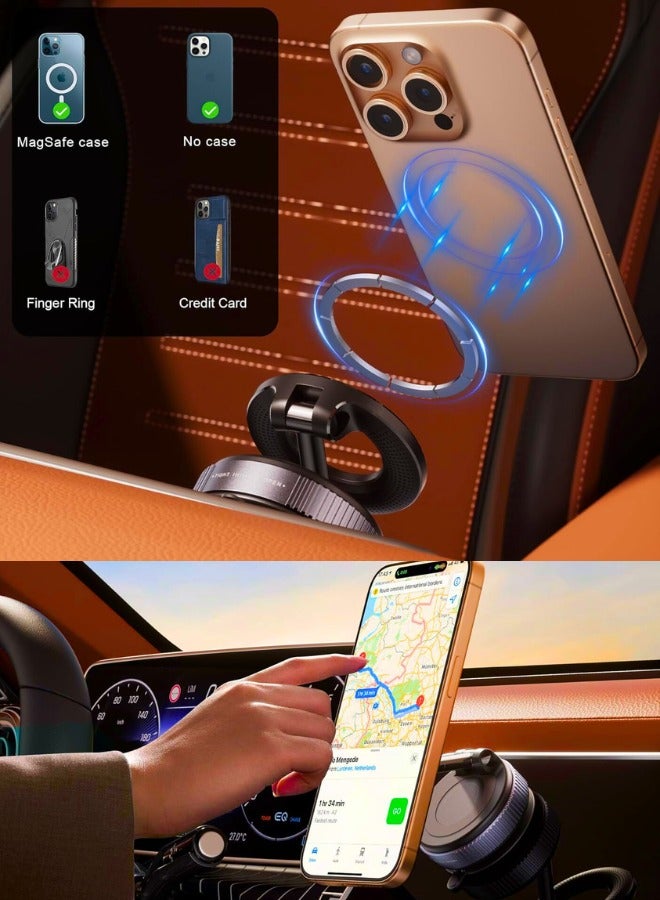 Chase Up Strong Magnetic Car Phone Holder for MagSafe, Ultra Vacuum Suction Cup Phone Mount 360° Cell Phone Holders for Your Car Accessories for iPhone 16 15 14 13 12 Android - Image 2