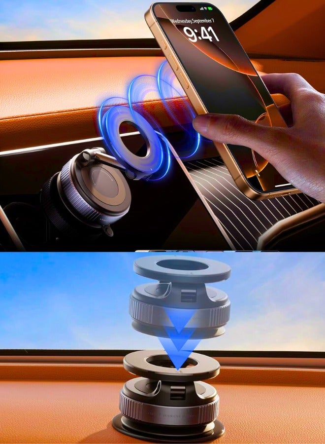 Chase Up Strong Magnetic Car Phone Holder for MagSafe, Ultra Vacuum Suction Cup Phone Mount 360° Cell Phone Holders for Your Car Accessories for iPhone 16 15 14 13 12 Android - Image 3