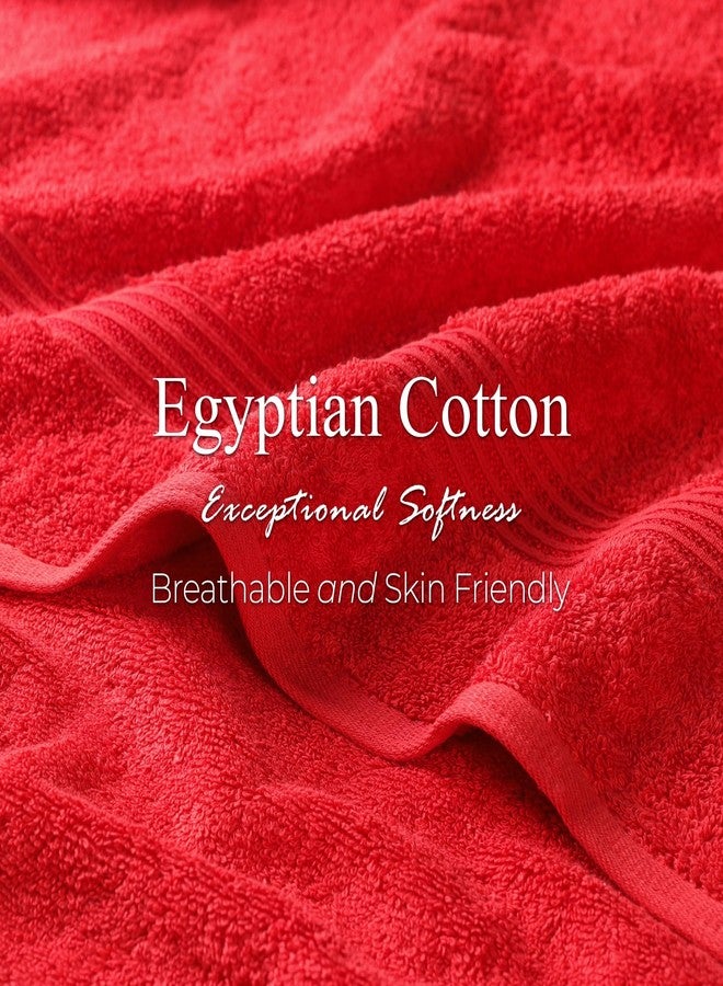 سوبيريور طقم مناشف وجه/مناشف غسيل من القطن المصري الفاخر، مناشف صغيرة للحمام المنزلي، حمام رئيسي، حمام ضيوف، مستلزمات ديكور أساسية، سريعة الجفاف، ماصة، مناسبة للسبا، الفنادق، المنتجعات، للكبار والصغار، طقم من 10 قطع، أحمر - Image 5