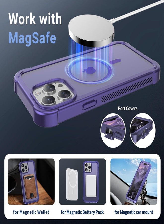 jaroco Magnetic for iPhone 13 Pro Max Case, [Compatible with MagSafe][Military Grade Drop Protection][Heavy Duty Protection][Non-Slip][Shockproof] 2-Layer Durable Bumper Phone Case 6.7''-Dark Purple - Image 4
