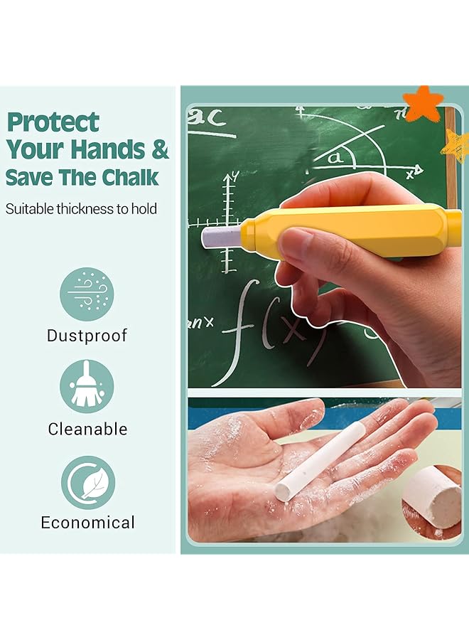 erorex Magnetic Chalk Holder Adjustable Colorful Reusable Washable Plastic Chalk Holder Set For School Teacher Office 4 Pieces Yellow Green Blue Red - Image 2