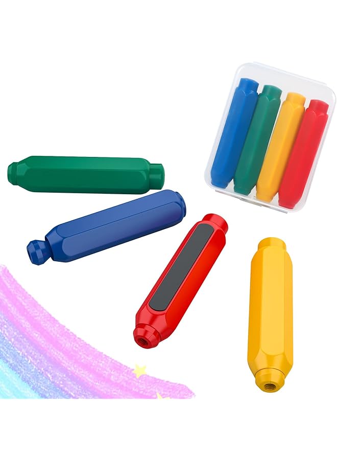 erorex Magnetic Chalk Holder Adjustable Colorful Reusable Washable Plastic Chalk Holder Set For School Teacher Office 4 Pieces Yellow Green Blue Red - Image 1