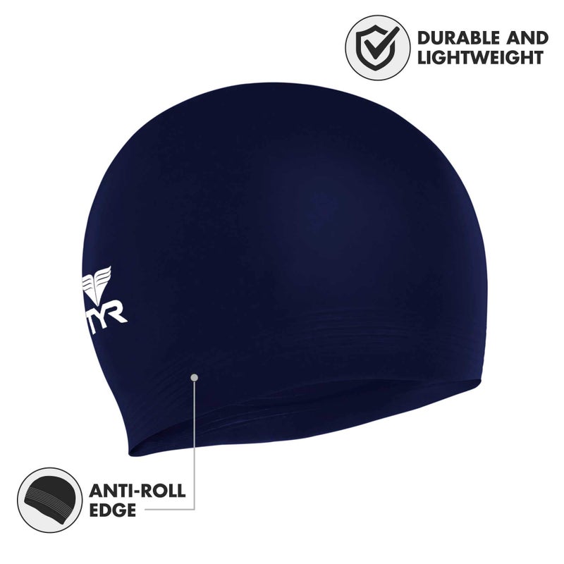 TYR Mens Black Swim-caps, Navy - Image 2