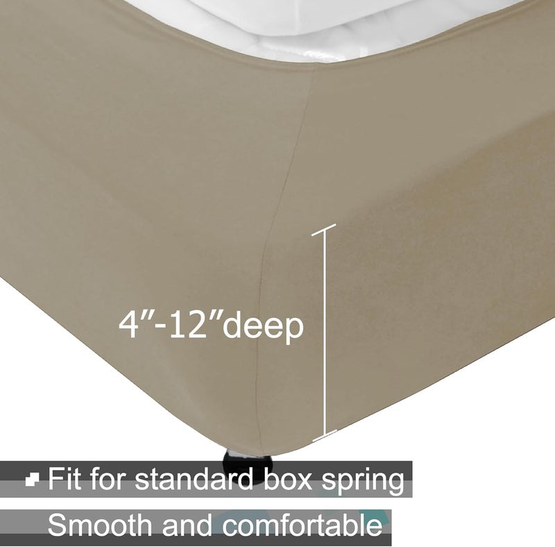 ALYVIA SPRING غطاء صندوق الينابيع حجم كينغ - قماش جيرسي محبوك ومرن يلتف حول الجوانب الأرب��ة تنورة سرير للفنادق والمنازل - كينغ/كال كينغ/أولمبيك كوين، لون توبي - Image 2
