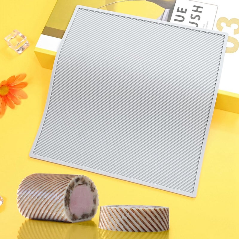 TUKE 3D Cake Lace Mold Stripe Lace Mat Embosser Texture Silicone Mould Fondant Chocolate Stencil Border Bakeware Cake Decorating (A_ Stripe) - Image 3