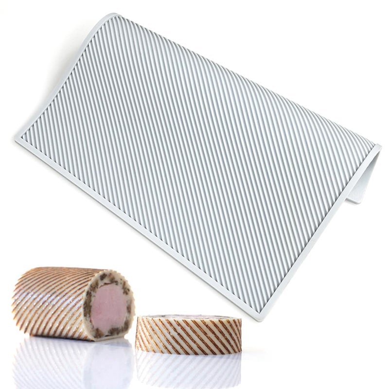 TUKE 3D Cake Lace Mold Stripe Lace Mat Embosser Texture Silicone Mould Fondant Chocolate Stencil Border Bakeware Cake Decorating (A_ Stripe) - Image 1