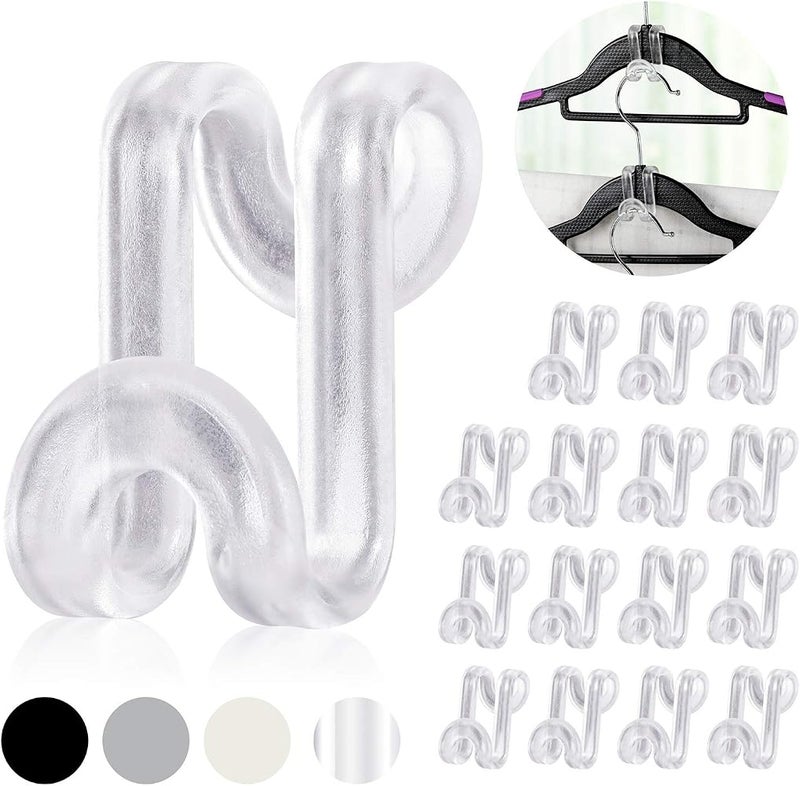 Mlici 70 Pack Connector Hooks for Hanger, Transparent Stackable Clothes Hangers with Hooks, Hanger Extender Clips Space Saving, Clear Velvet Hanger Cascading Hooks for Outfit Organizer - Image 1