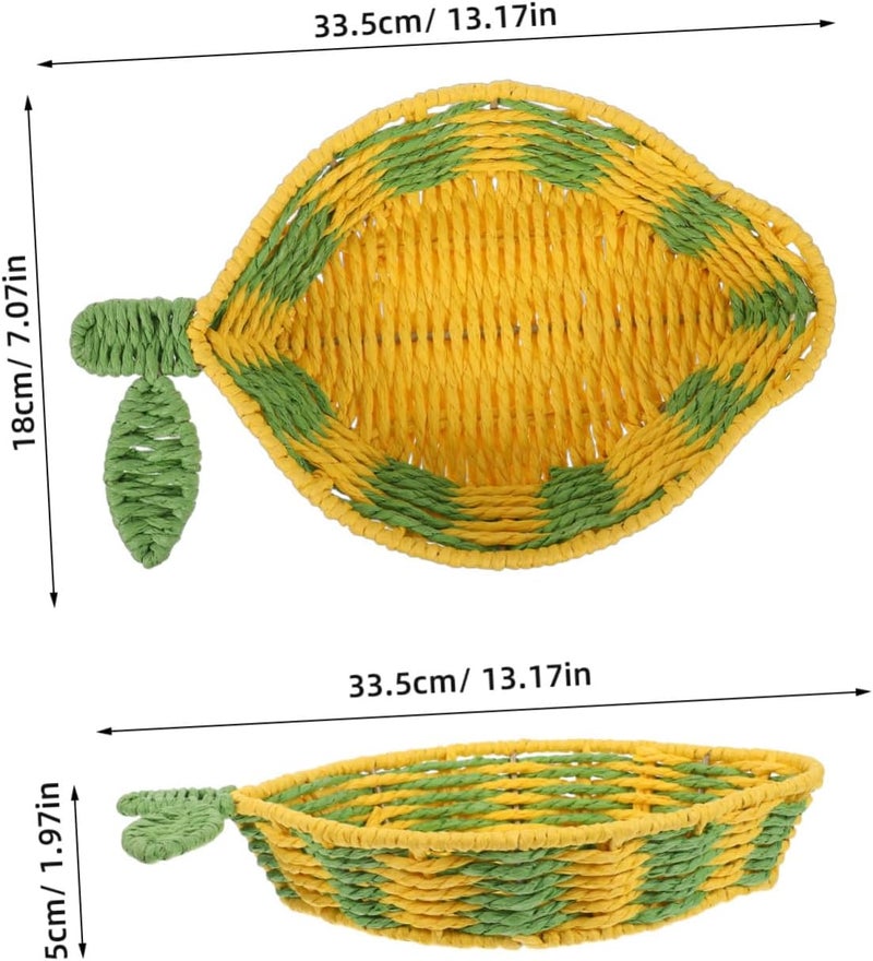 PRETYZOOM Handcrafted Paper Rope and Iron Woven Fruit Shaped Basket for Snacks and Vegetables, Low Maintenance Kitchen Counter Storage Basket for Family Gatherings - Image 2