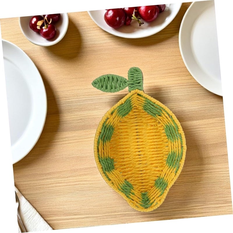 PRETYZOOM Handcrafted Paper Rope and Iron Woven Fruit Shaped Basket for Snacks and Vegetables, Low Maintenance Kitchen Counter Storage Basket for Family Gatherings - Image 5