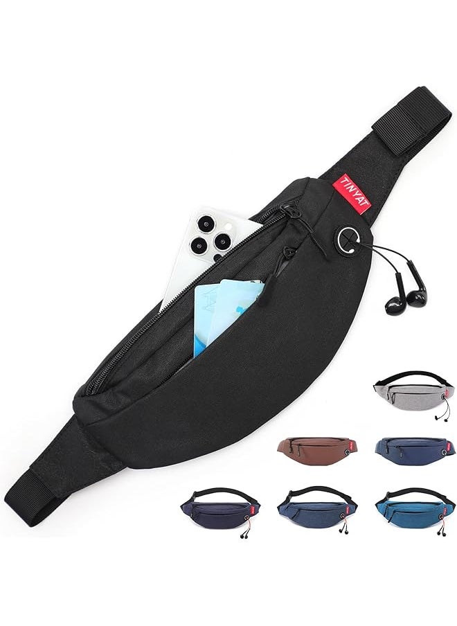 TINYAT TINYAT Fanny Pack Waist Women Bum Bag Waterproof Sling Pocket Men Sport Running Hiking Walking Dog Travel Super Lightweight T2003 (Black/2003)  - Image 1