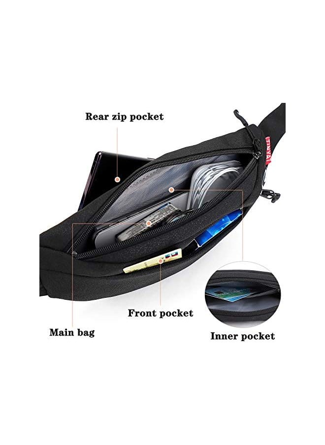 TINYAT TINYAT Fanny Pack Waist Women Bum Bag Waterproof Sling Pocket Men Sport Running Hiking Walking Dog Travel Super Lightweight T2003 (Black/2003)  - Image 4