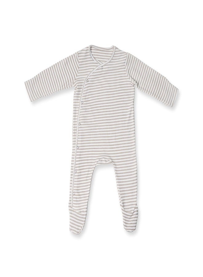 FawnFeel Premium Cotton Full Sleeve Sleepsuit/Romper for Boys/Girls New Born Baby- Striped Design (Grey, 9-12 MONTHS) - Image 1