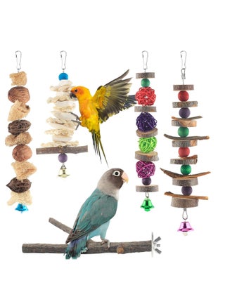 Bird Chew Toys, 5 Packs Parakeet Natural Wood Toys Parrot Hanging Cage Toy Bird Perch Stand for Small Bird Conure Cockatiel Parrotlet Lovebird Budgie - pzsku/Z87C8EE214E56E828B74BZ/45/_/1719341154/32549eb4-8676-4d7c-8077-b921eca0e47e