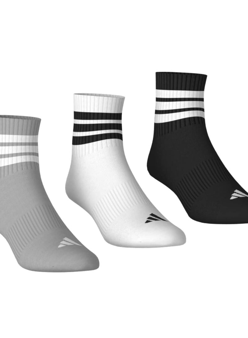 Adidas 3 Stripes Cushioned Sportswear Mid Cut Socks 3 Pair Pack - Image 5