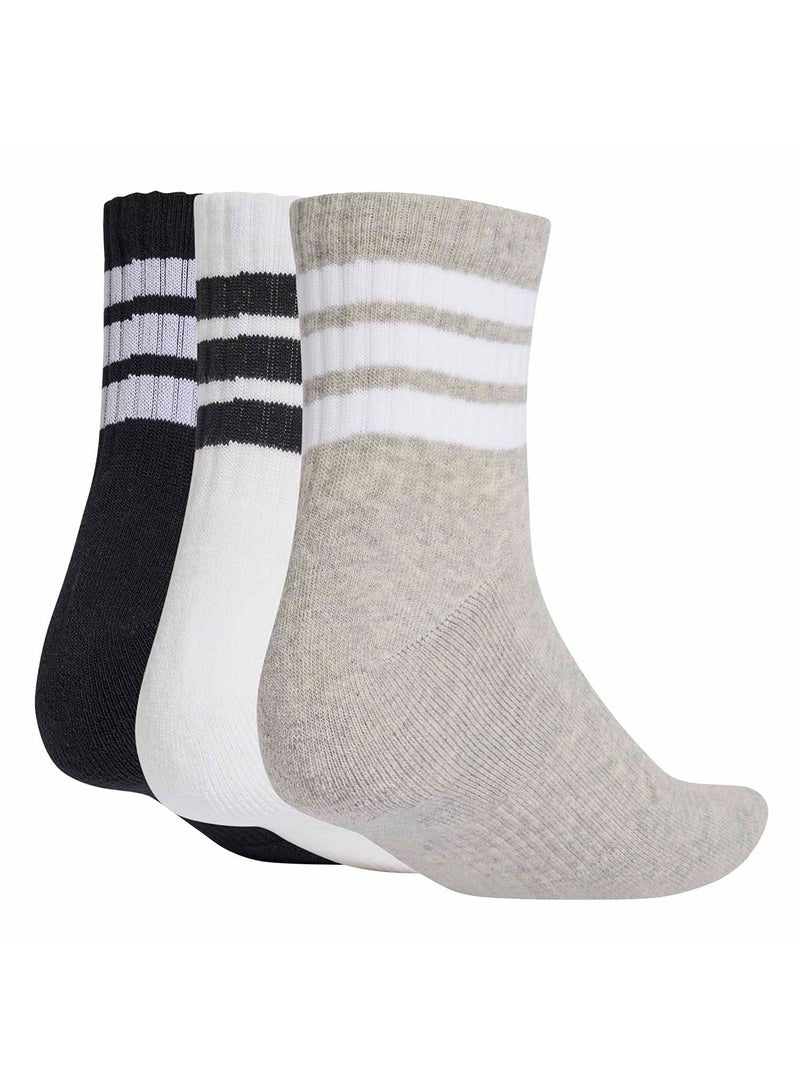 Adidas 3 Stripes Cushioned Sportswear Mid Cut Socks 3 Pair Pack - Image 2