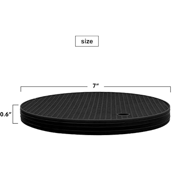 LogHog Extra Thick Silicone Trivets Set Of 2Round Honeycomb Nonslip Pot Holder And Oven Mitts Rubber Hot Pads For CountertopMultiPurposeFlexible Mats Heat Resistant Up To 464F 2 X Black - Image 5