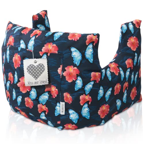 W&F HOME Post Mastectomy Pillow After Breast Cancer Surgery Recovery, C-Section Recovery or Breast Reduction, Tummy Tuck Post Surgery Supplies, Seat Belt Pillow, Chemo Breast Cancer Gifts for Women,Pink Flower - Image 1