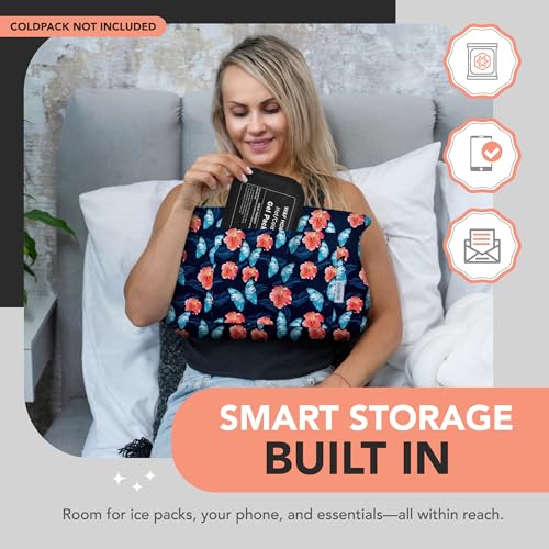 W&F HOME Post Mastectomy Pillow After Breast Cancer Surgery Recovery, C-Section Recovery or Breast Reduction, Tummy Tuck Post Surgery Supplies, Seat Belt Pillow, Chemo Breast Cancer Gifts for Women,Pink Flower - Image 3
