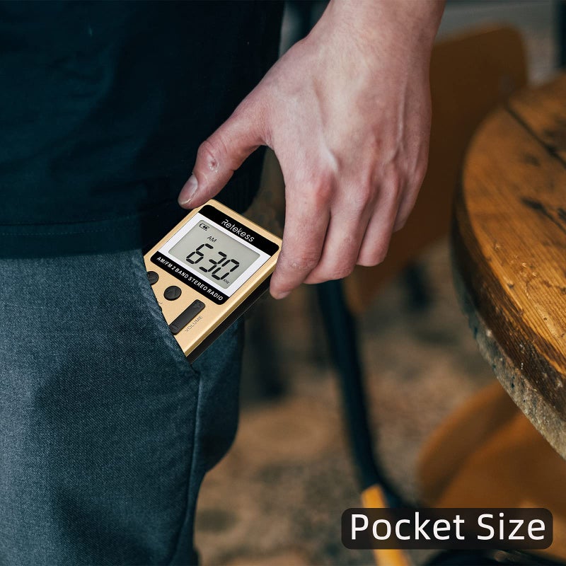 Retekess V112 AM FM Radio Portable, Mini Radio,Digital Tuning Rechargeable Battery LCD Display for Walking Jogging(Gold) - Image 4