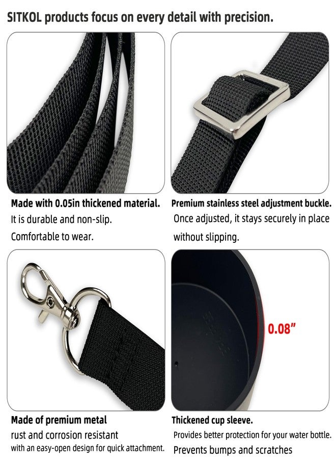 SITKOL Silicone Boot Set for Owala 40 oz - Non-Slip Sleeve, Shoulder Strap & Handle Strap, Fits Owala Tumbler & FreeSip, Black - Image 4